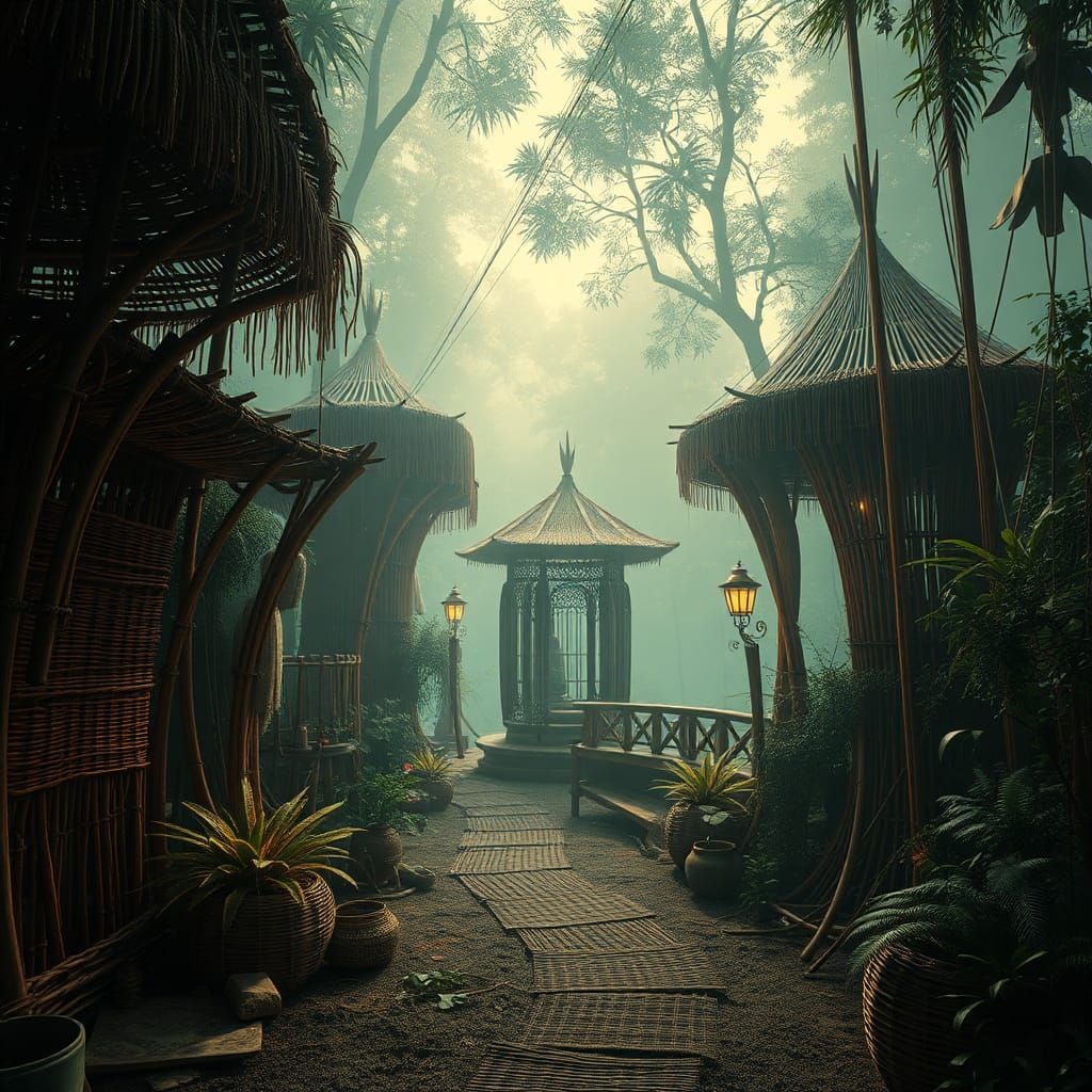 Mystical Rattan Realm in Matte Painting Style