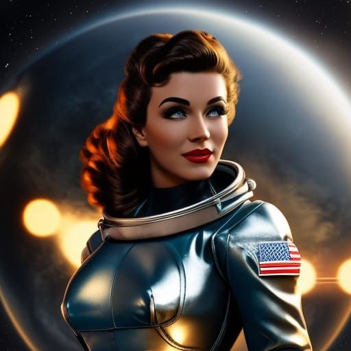 Space Girl in Retro Science Fiction Style