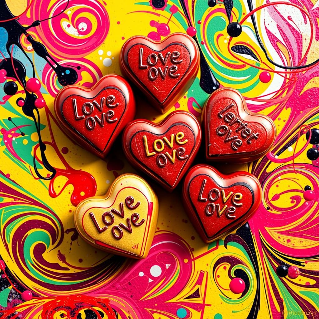 Hyper-Realistic Caramels in Vibrant Graffiti Style
