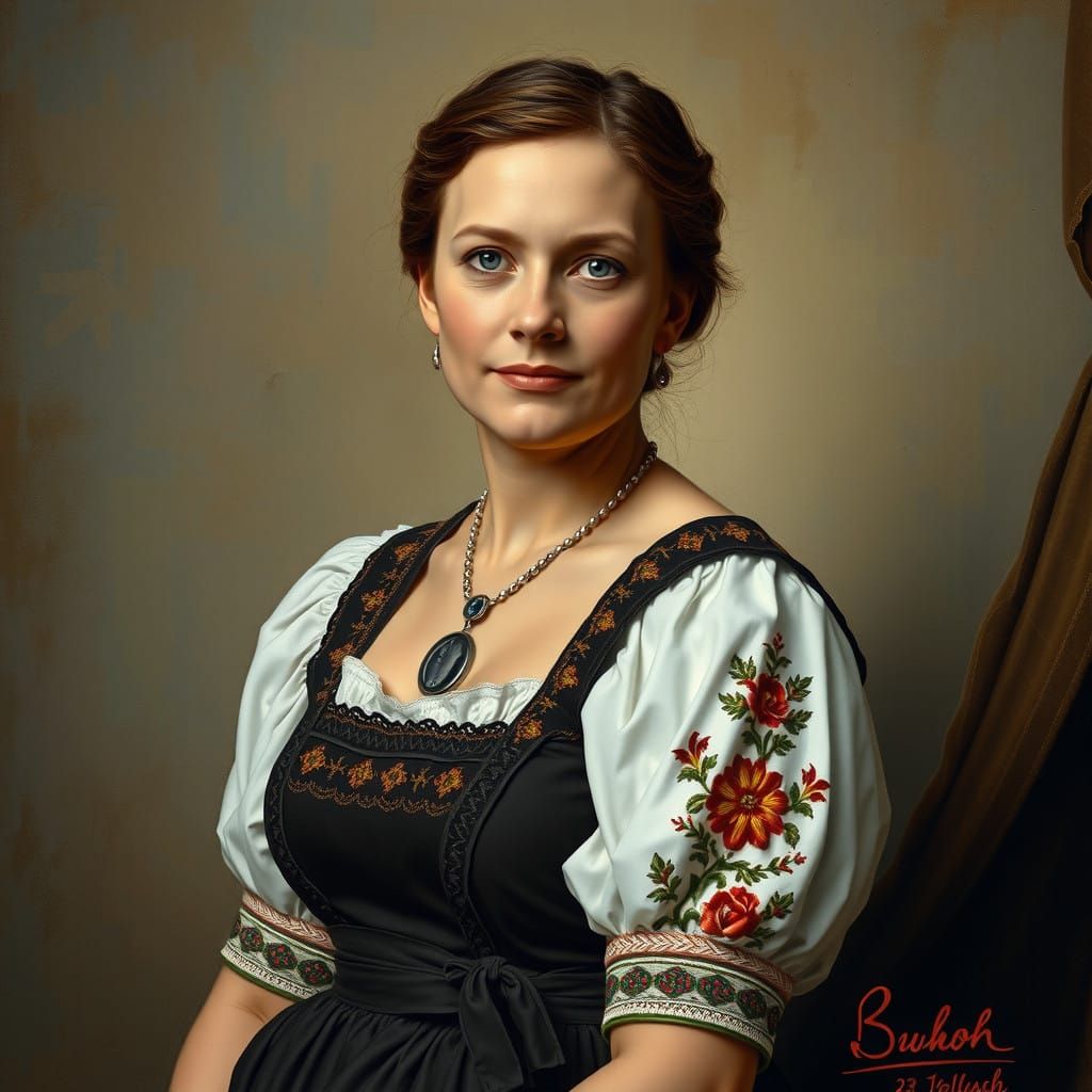 Traditional German Woman in Formal Portrait