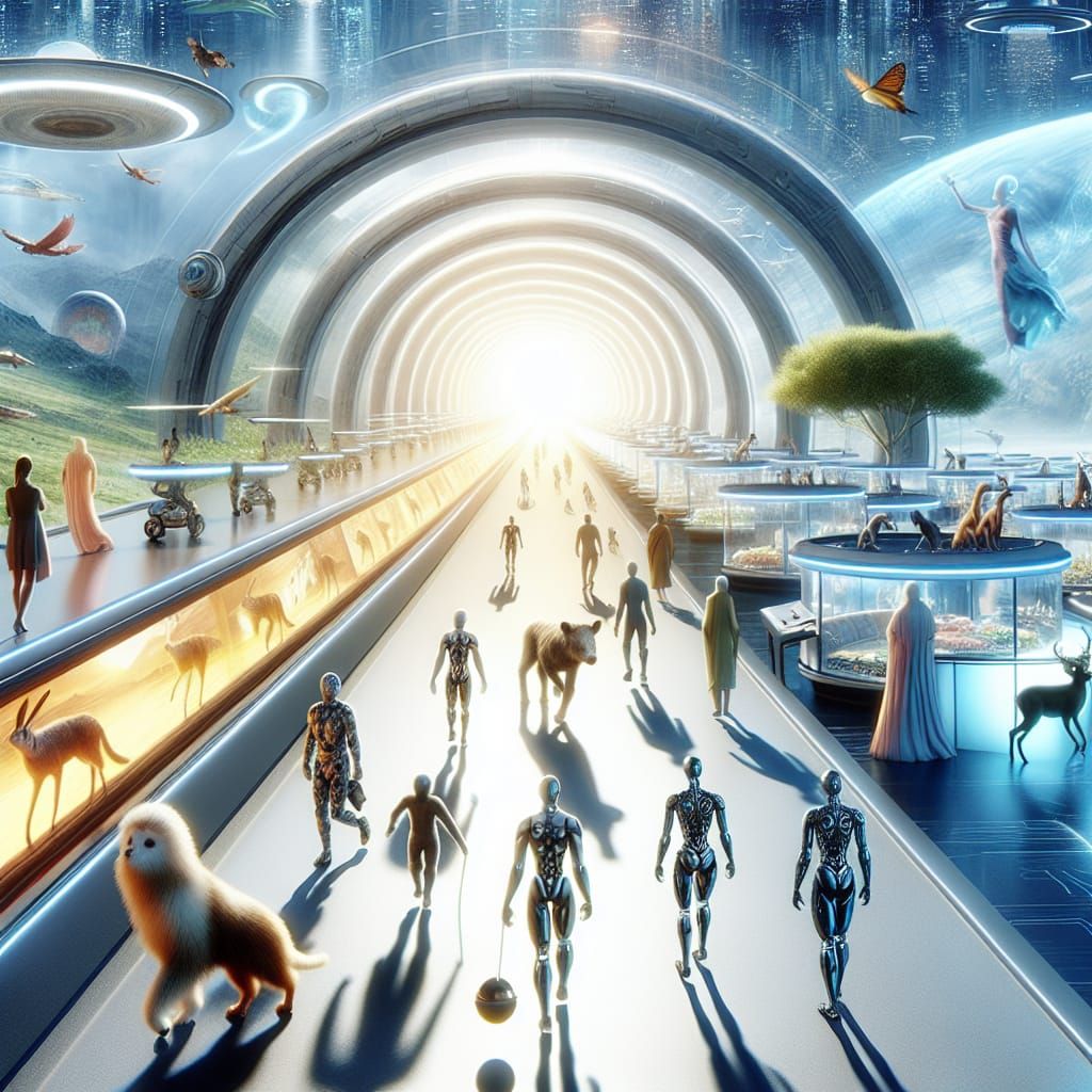 Utopian World with Robotic Humans and Hybrid Zoo
