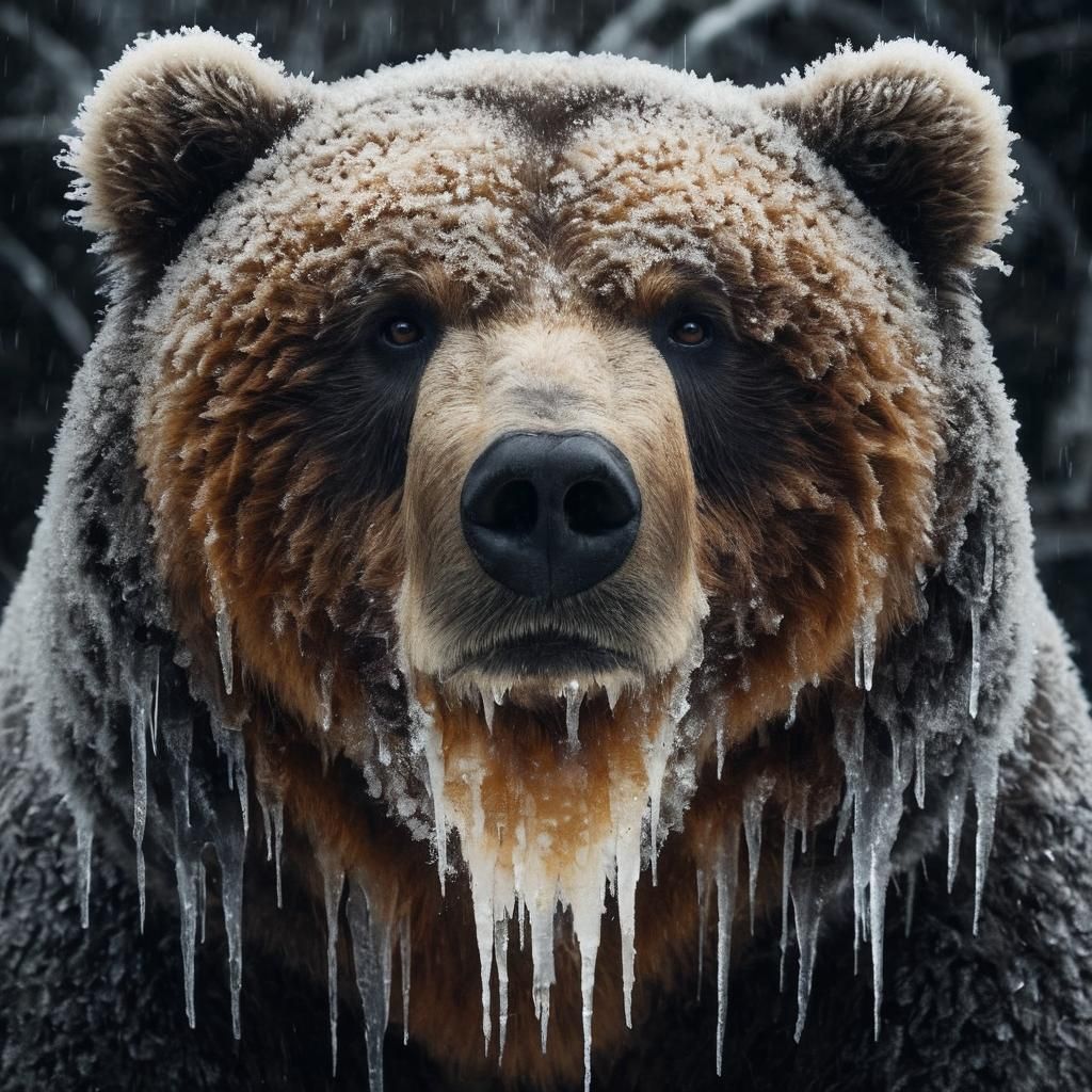 Icy Kodiak Bear Portrait