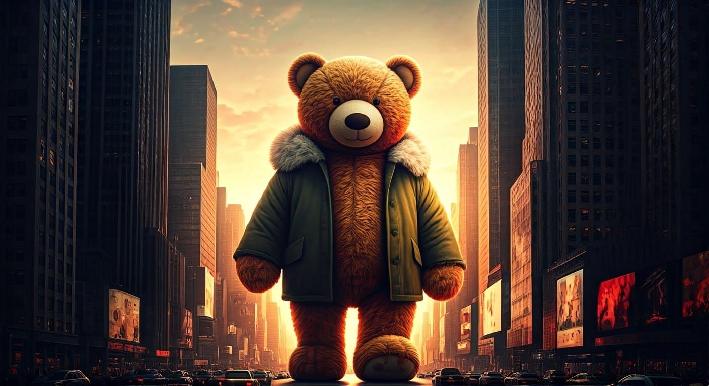 Giant Teddy Bear Walks Through New York City