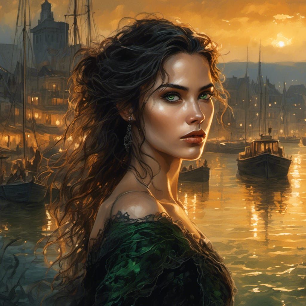 Sensual Woman Portrait in Golden Sunset Light