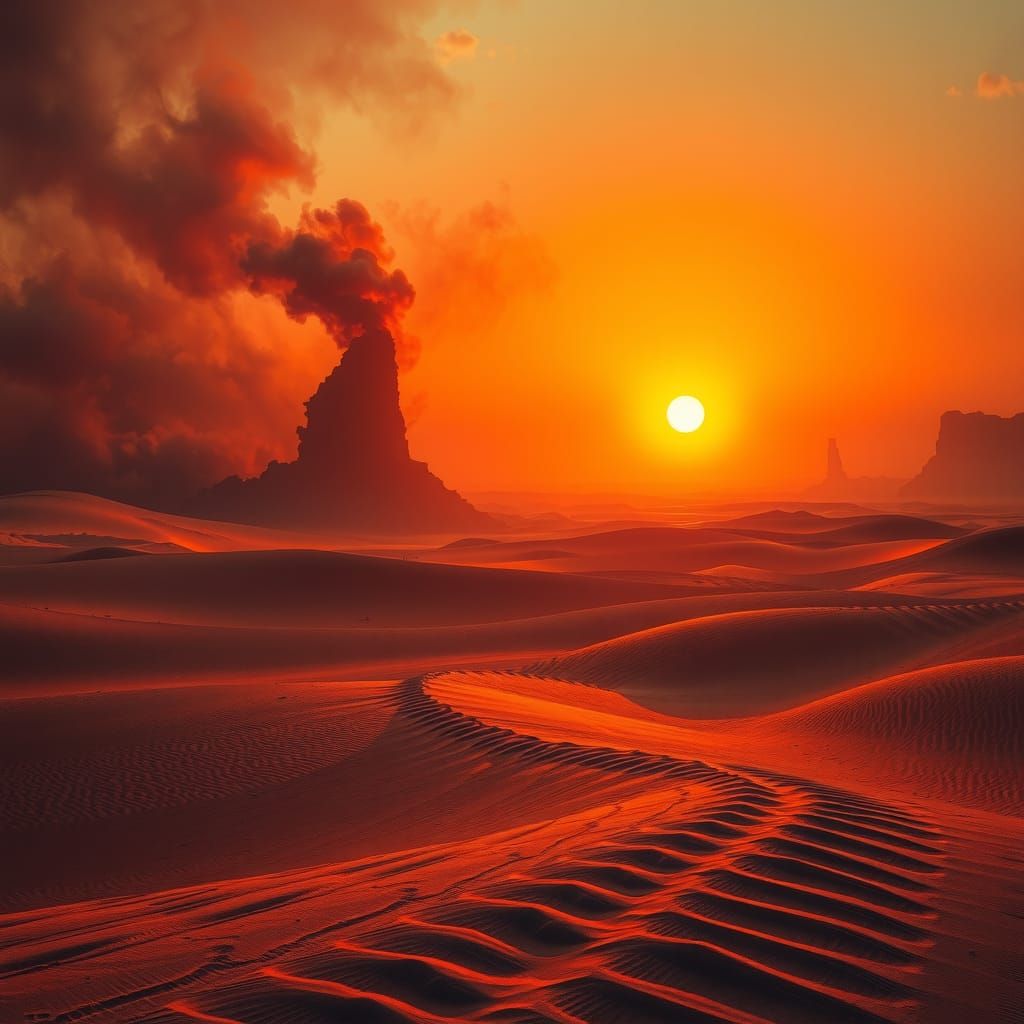 Inferno in the Desert: A Dark Fantasy Landscape