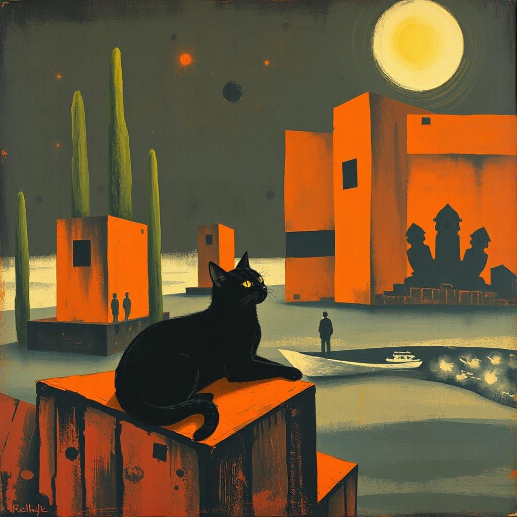 Cat Exploring Lost City Ruins