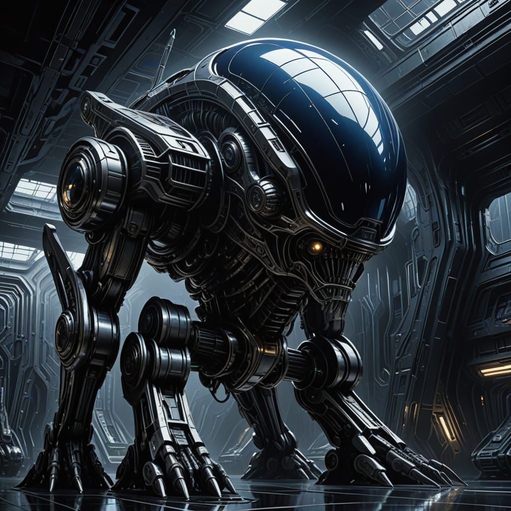 Hyperrealistic Sci-Fi Logo in Deep Blue