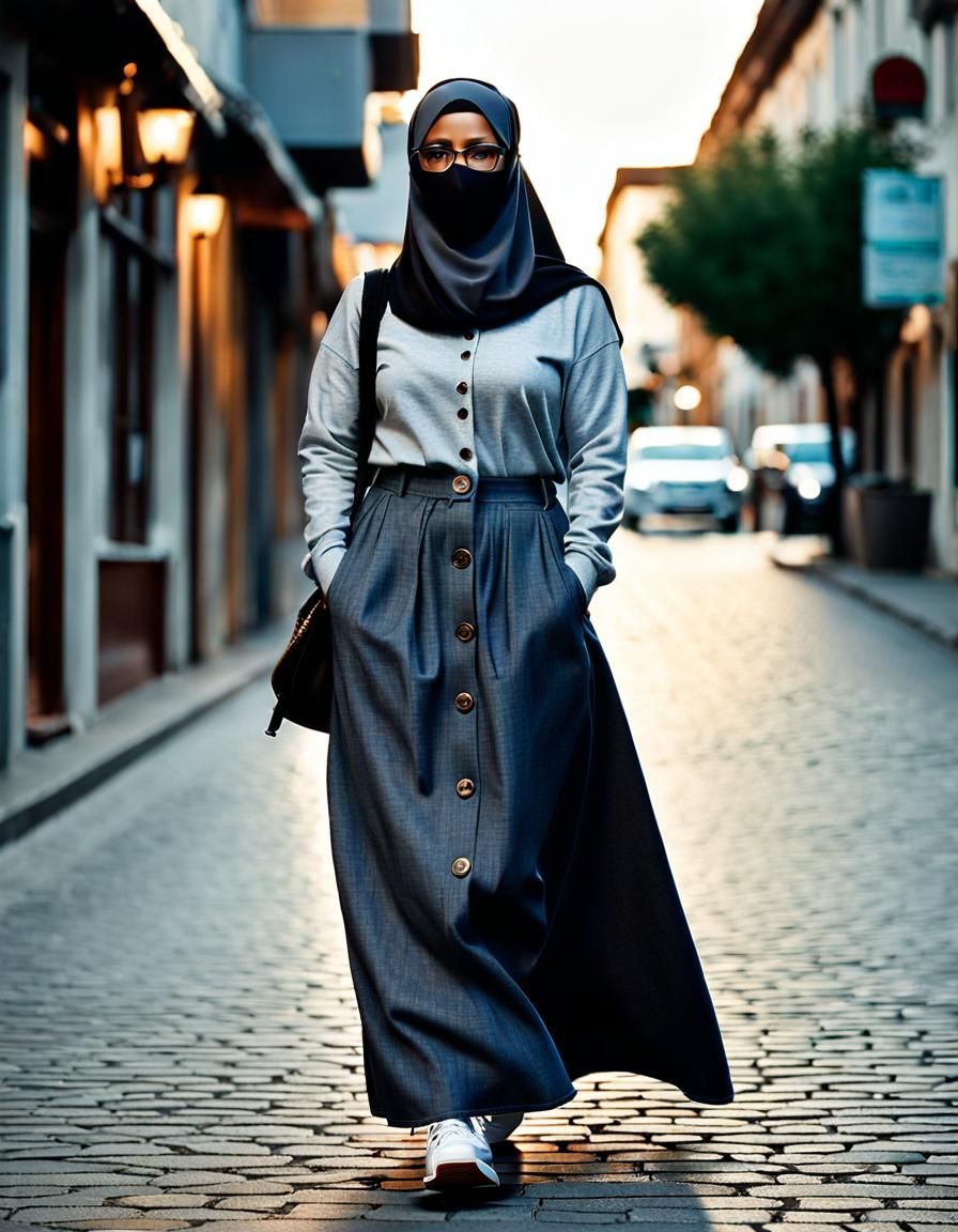 Hypernatural Portrait of Woman in Niqab at Dusk