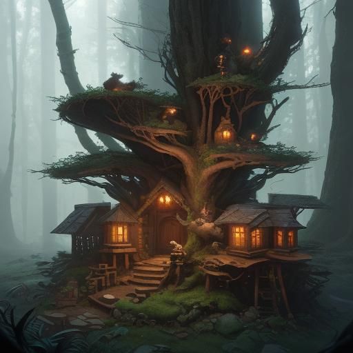 Cozy Underground Room with Hedgehogs in Forest