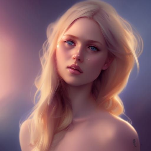 Hyperdetailed Portrait of a Cute Blonde Girl