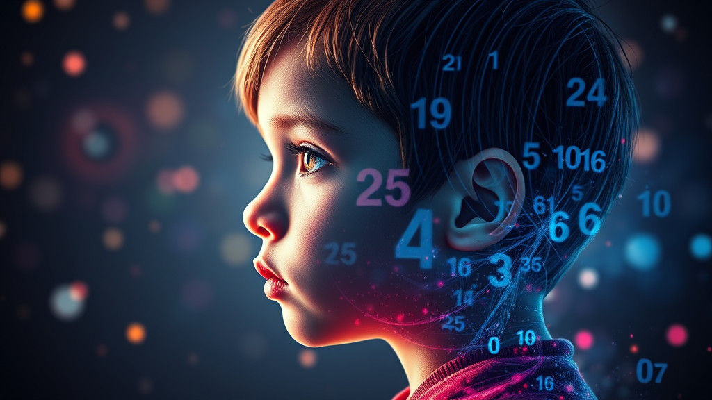 Holographic Portrait of Child with Numerical Shapes