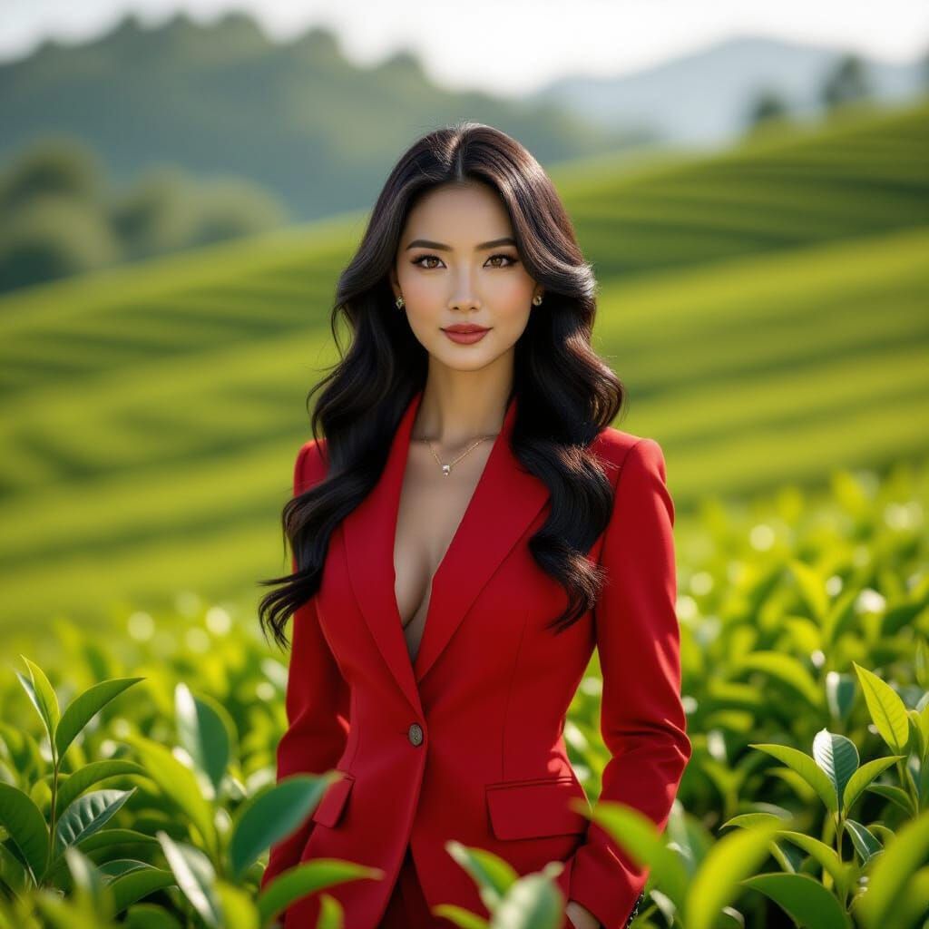 Hyperrealistic Portrait in a Tea Plantation