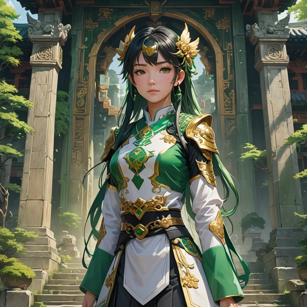 Anime Woman at Soaring Jade Sect Temple
