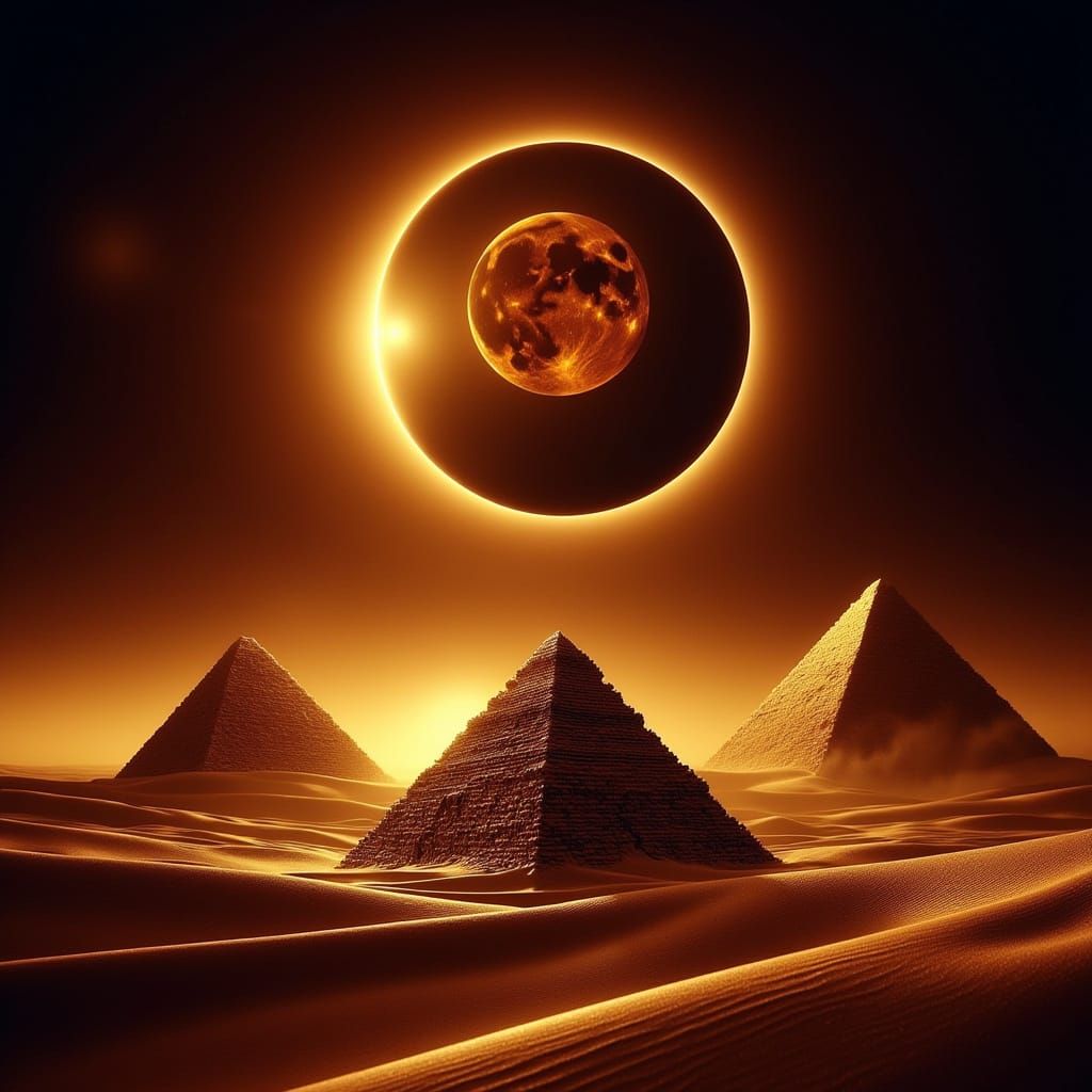 Solar Eclipse Captured over Ancient Egyptian Pyramids