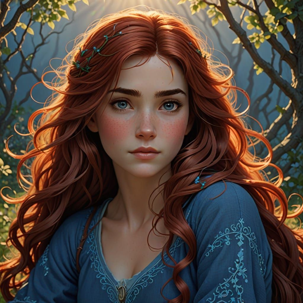 Woman in Turbulent Blue Dreams