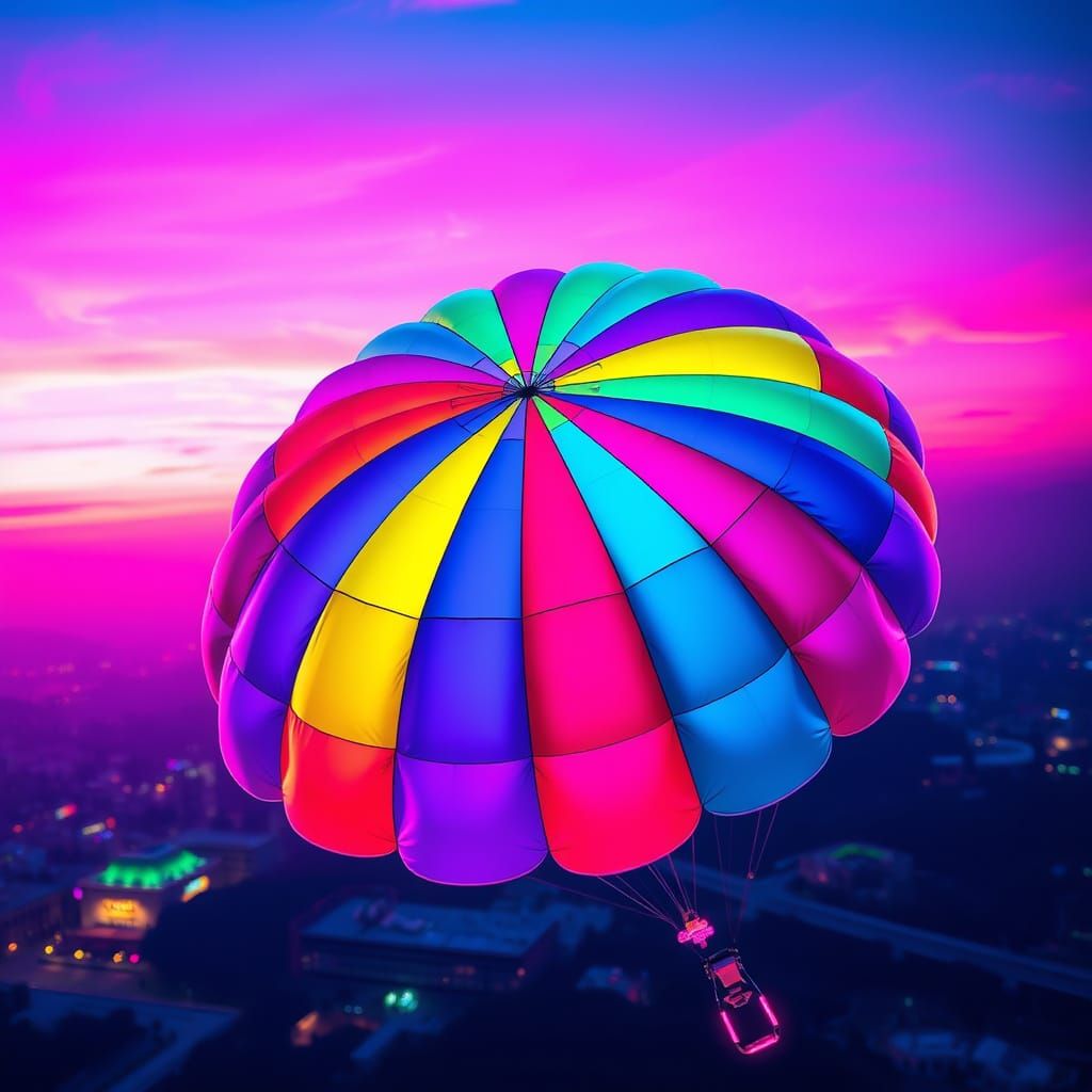 Retro-Futuristic Parachute in Neon Stripes