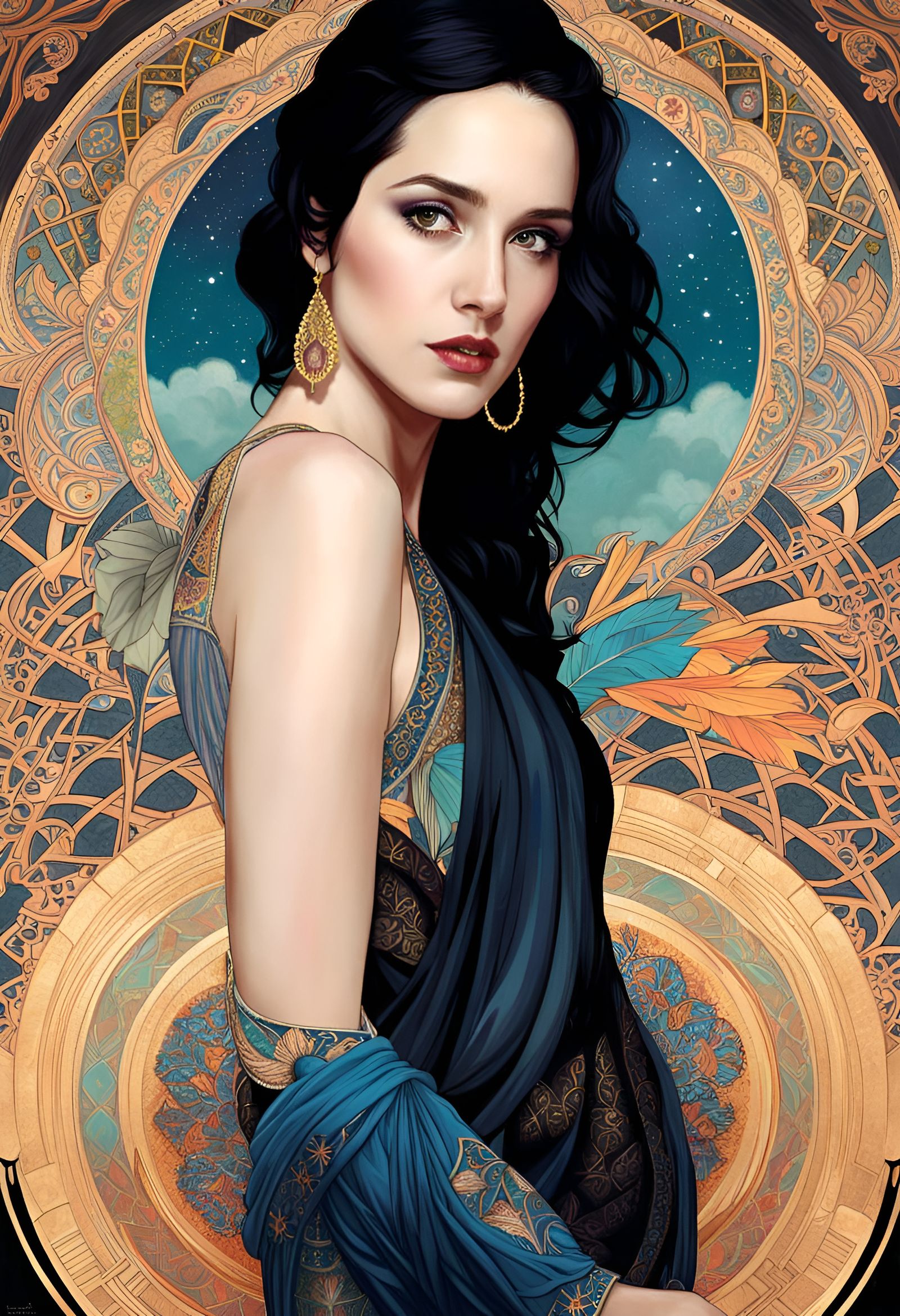 Cosmic Astral Goddess Portrait in Digital Art Style