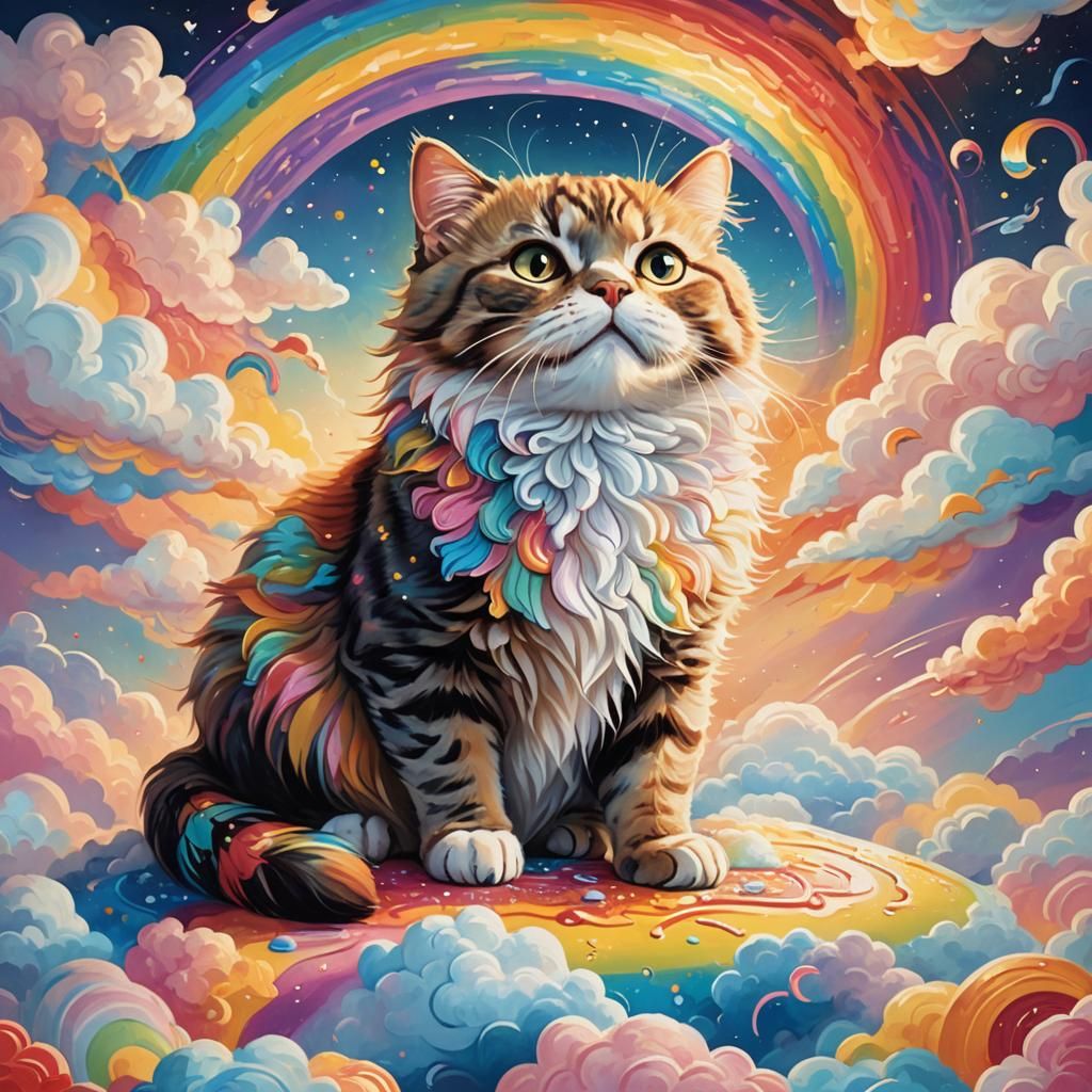 Rainbow Pooping Pop Tart Cat: Whimsical Fantasy Art