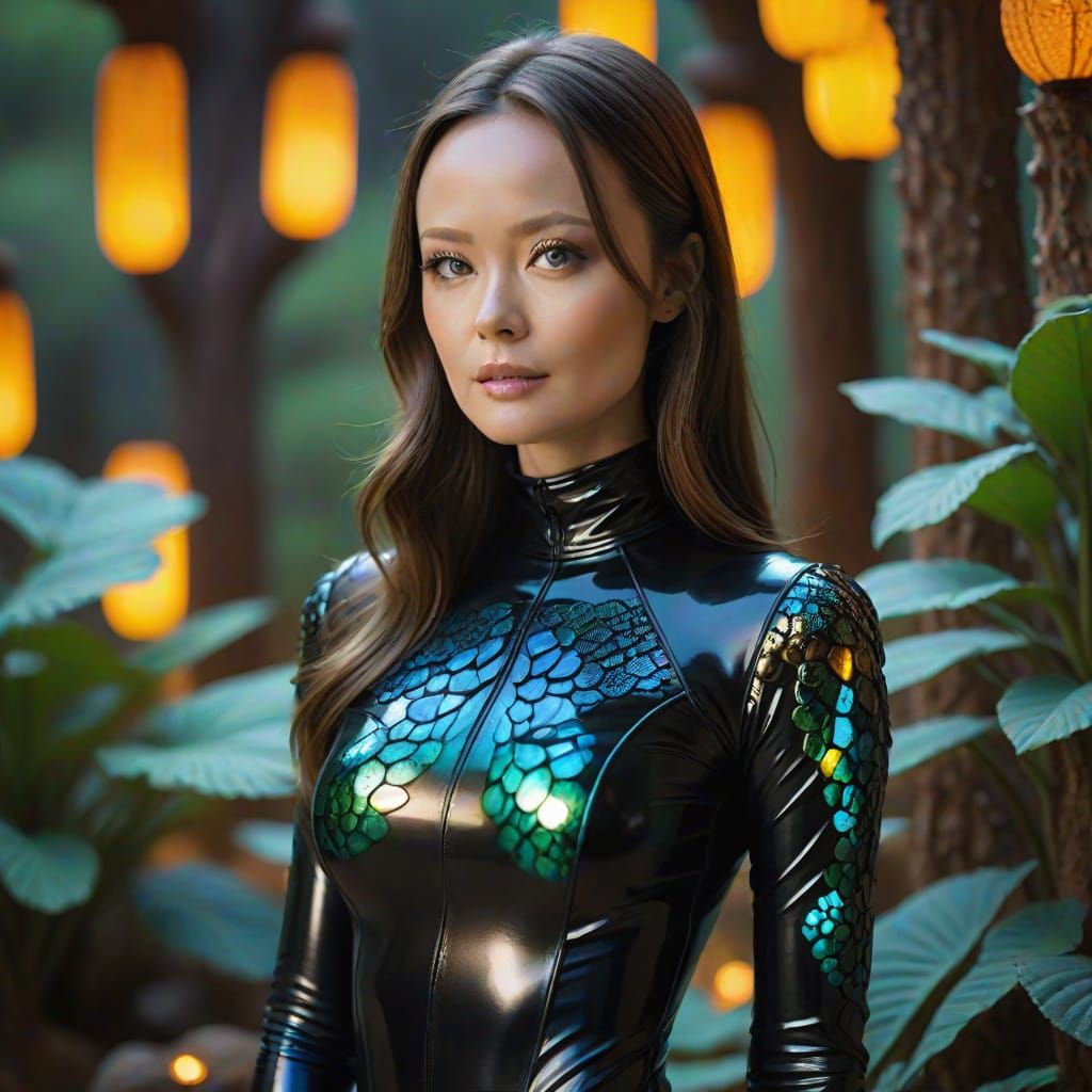 Stunning Celestial Goddess in Gaudi-Inspired Zen Garden