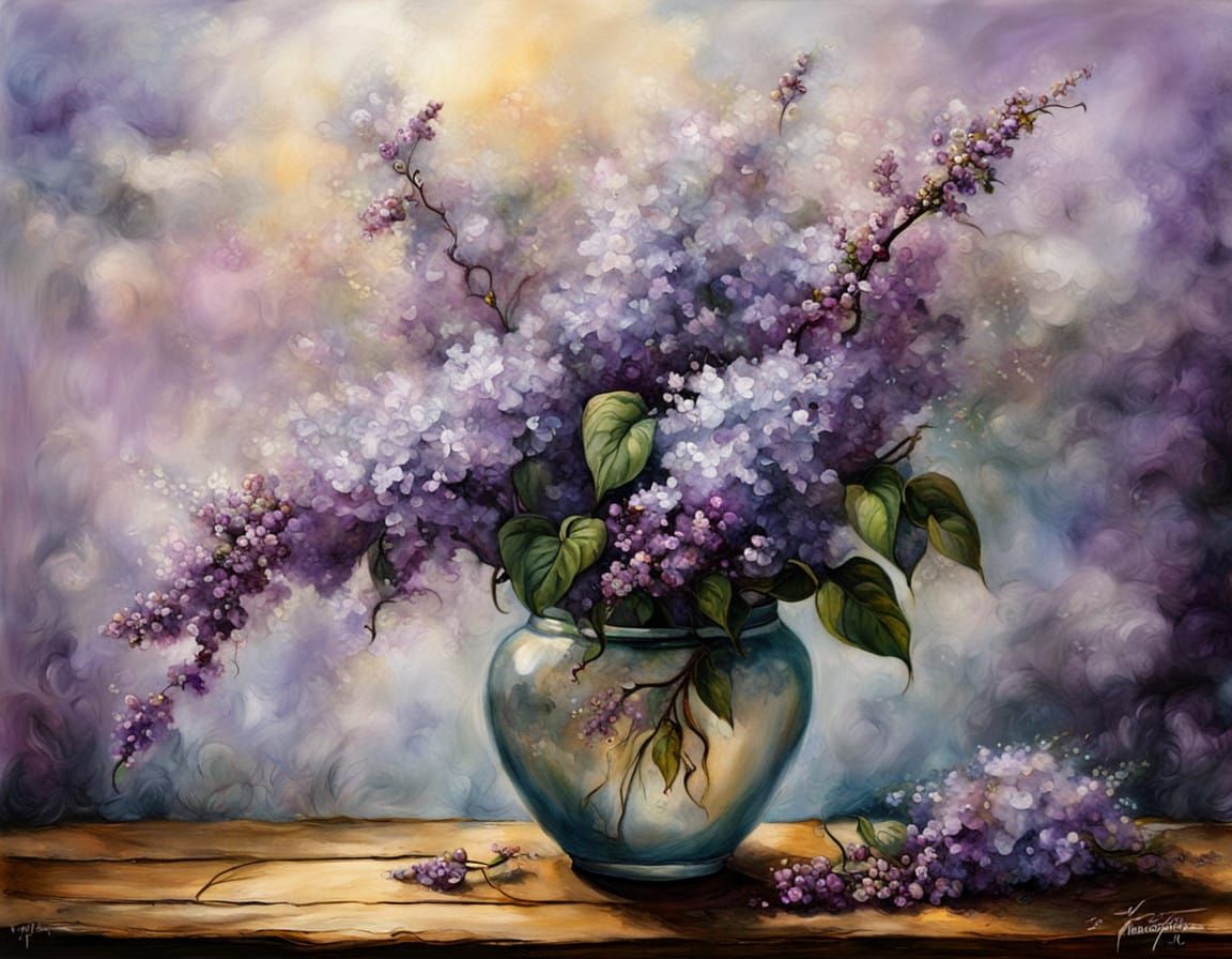 Ethereal Lilac Bloom in Foggy Morning