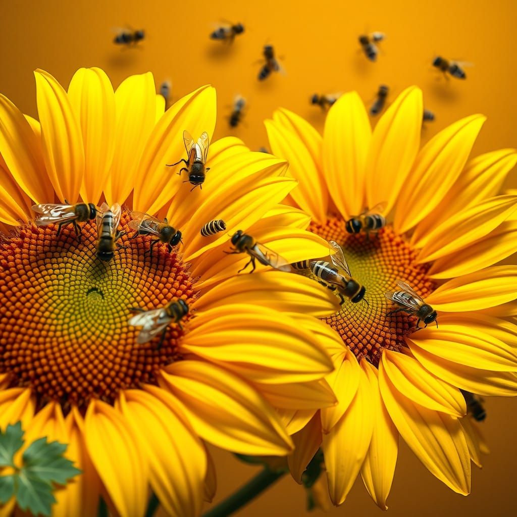 Vibrant Sunflower Macro Art in Bold Pop Style