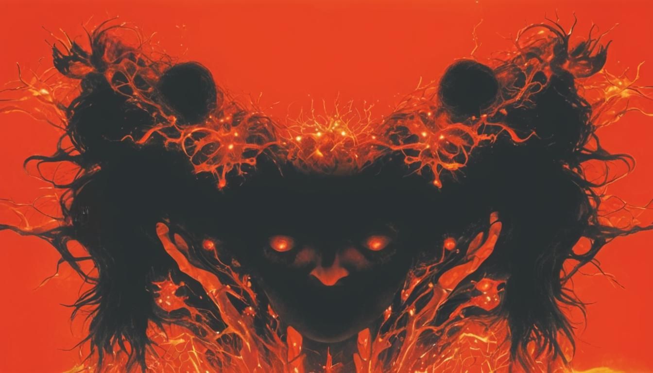 Surreal Woman with Glowing Neurons in Dreamlike Colors