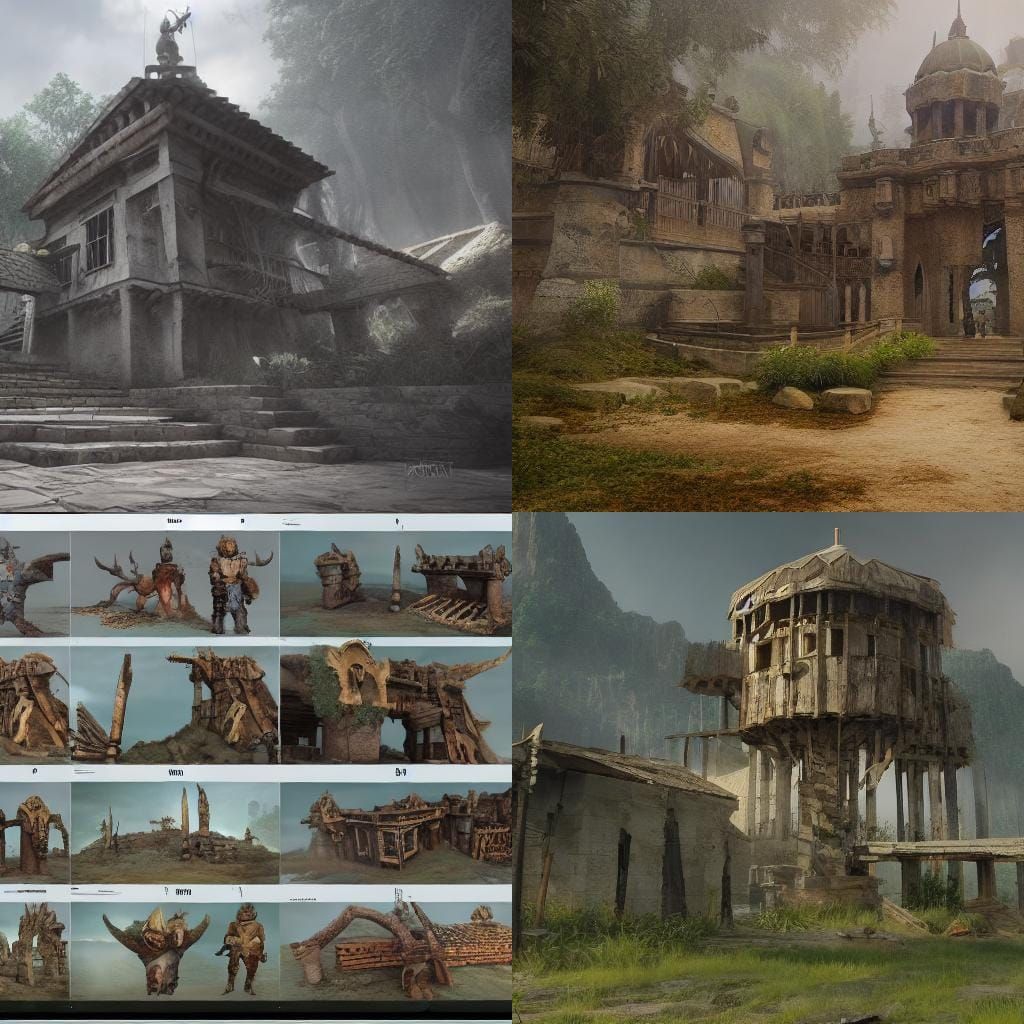 Dystopian Bald Men Prison Camp: Matte Painting