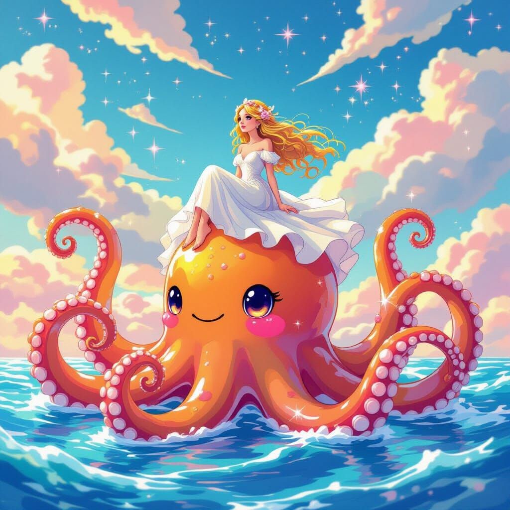 Gummy Kraken Emerges From Soda Sea in Art Nouveau Style