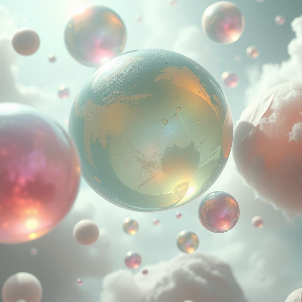 Dreamy Planets Float Like Bubbles in Ethereal Sky