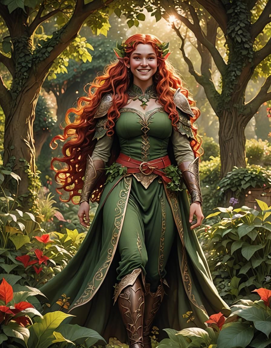 Voluptuous Elf in Garden, Comic Book Art