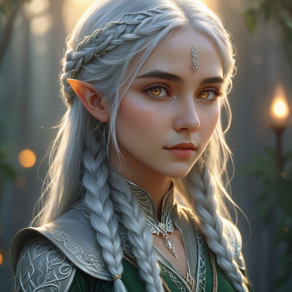 Elf Girl Portrait in Digital Painting Style