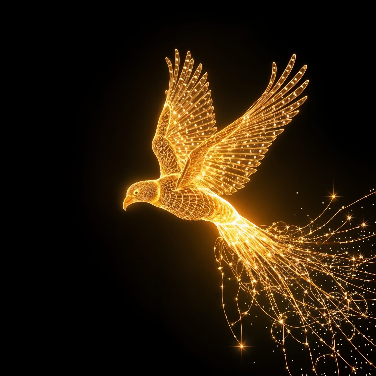 Majestic Light Bird in Fibre Optic Digital Art