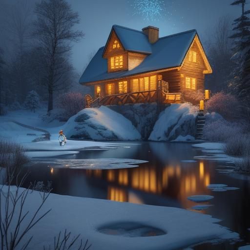 Detailed Christmas Snowman in Winter Wonderland