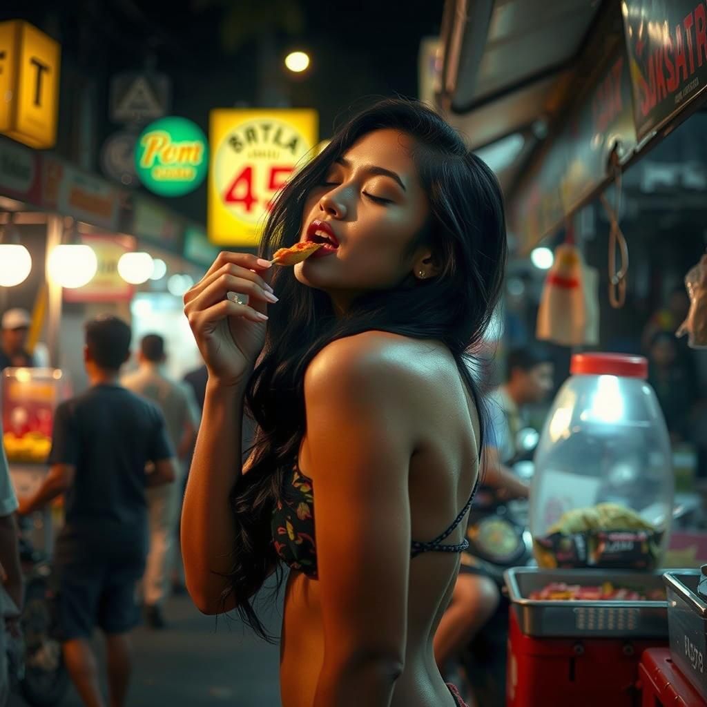 Jakarta Street Food Scene at Night: Cinematic Realism