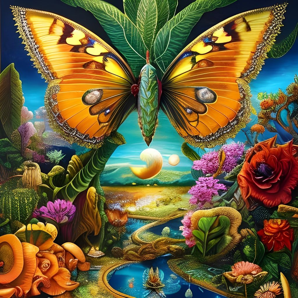 Ornate Woman in Surreal Dreamscape Painting