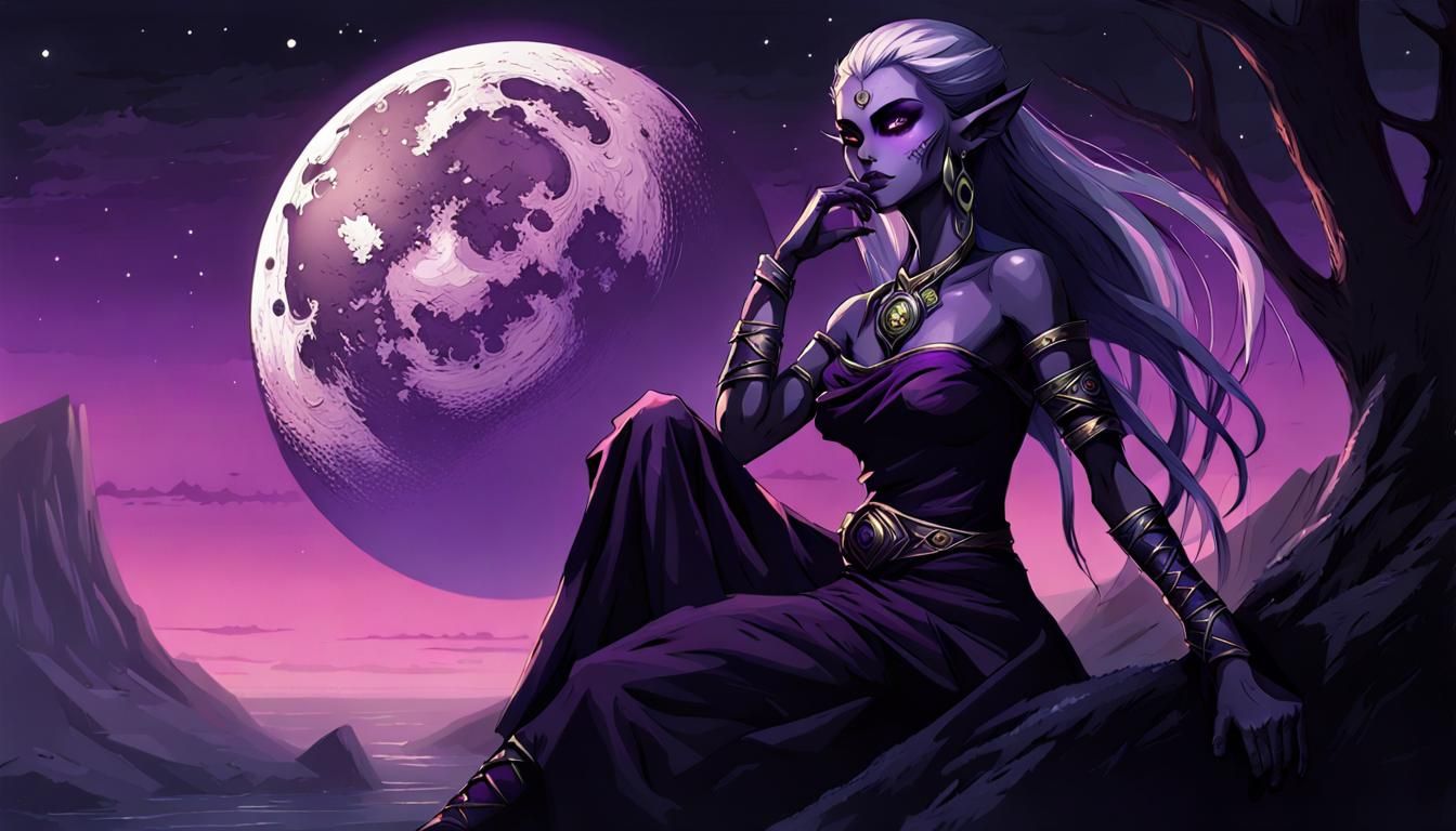 Dark Elf Goddess in Shadow: Eerie Beauty