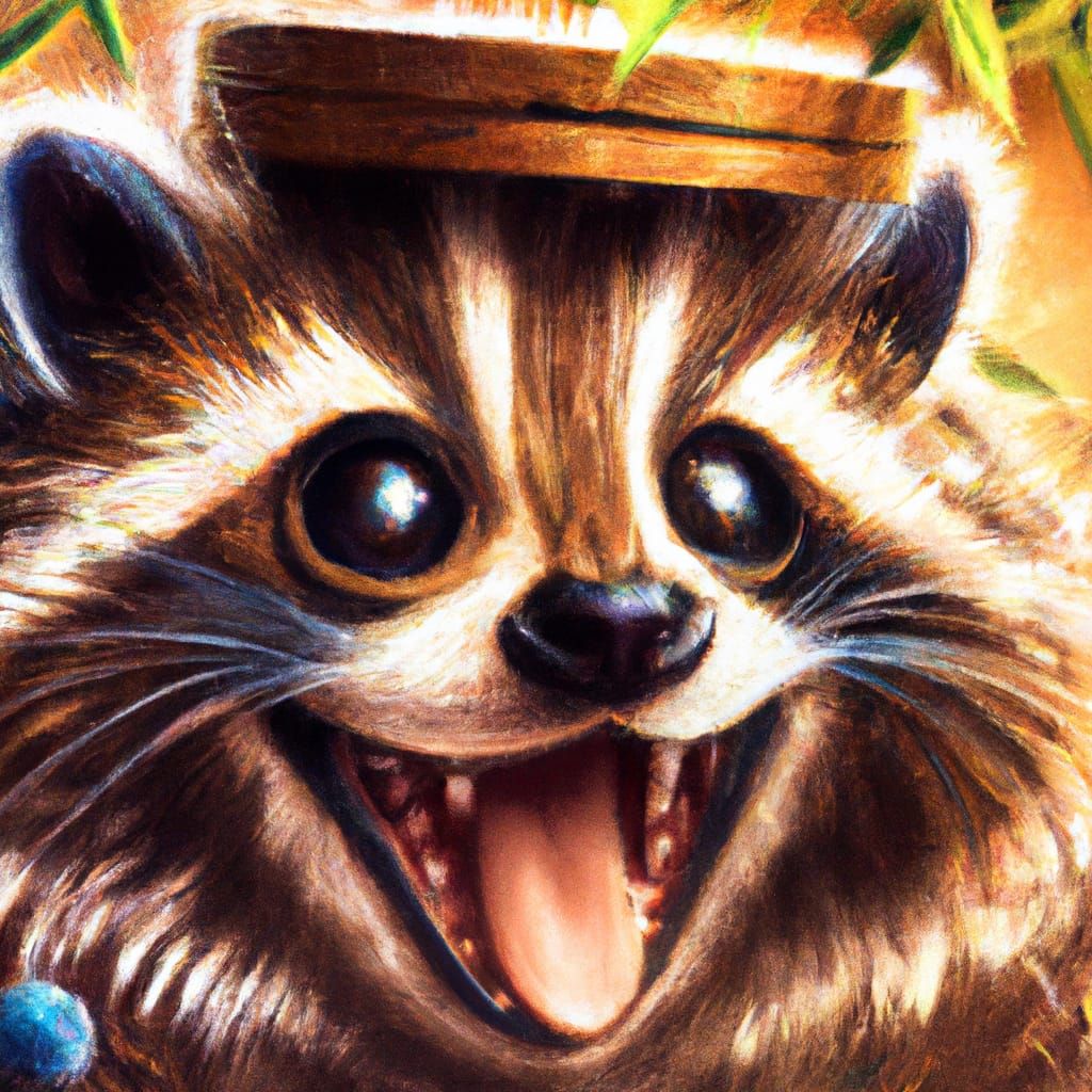 Adorable Tanuki Portrait in Digital Art Style