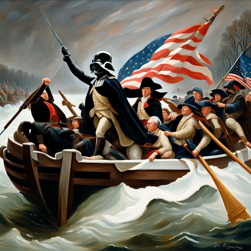 Darth Vader Crosses the Delaware in an Epic Oil Painting