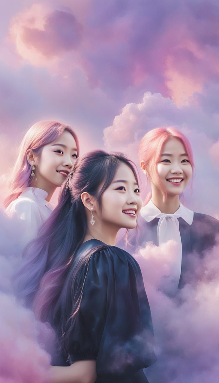 Ethereal Portrait in Watercolor Pastel Hues