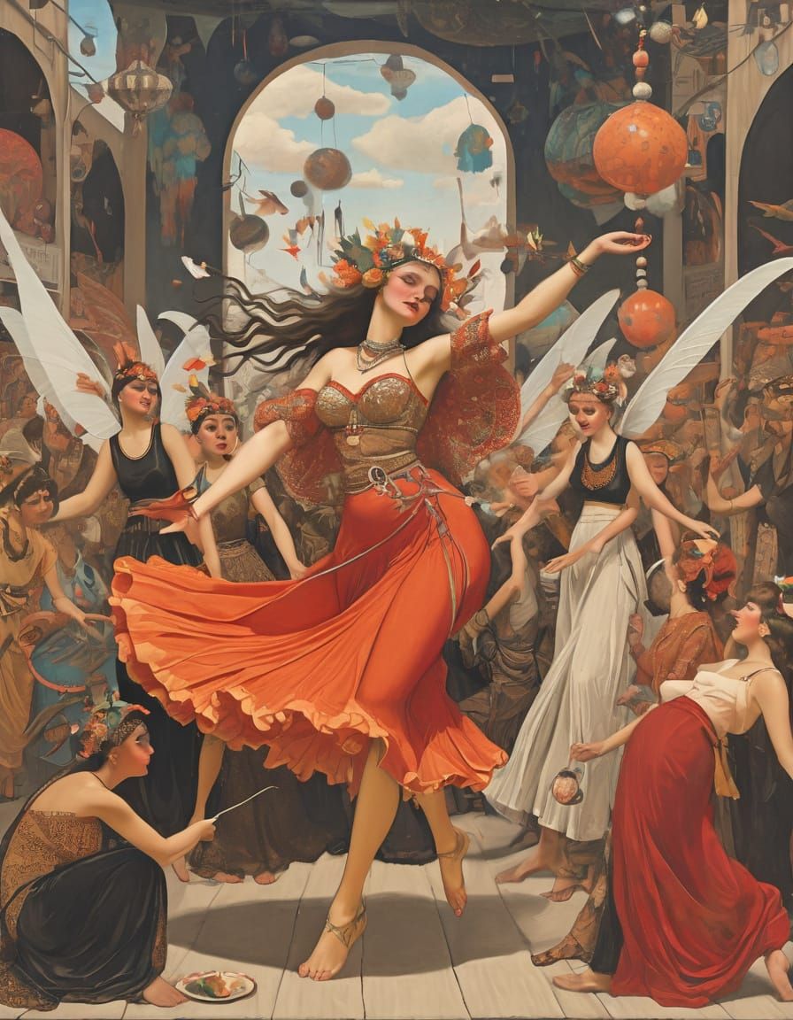 Festival Dance Celebration in Constructivist Style