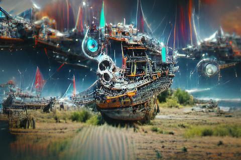 Space Pirate Ship Landscape in 8K Resolution