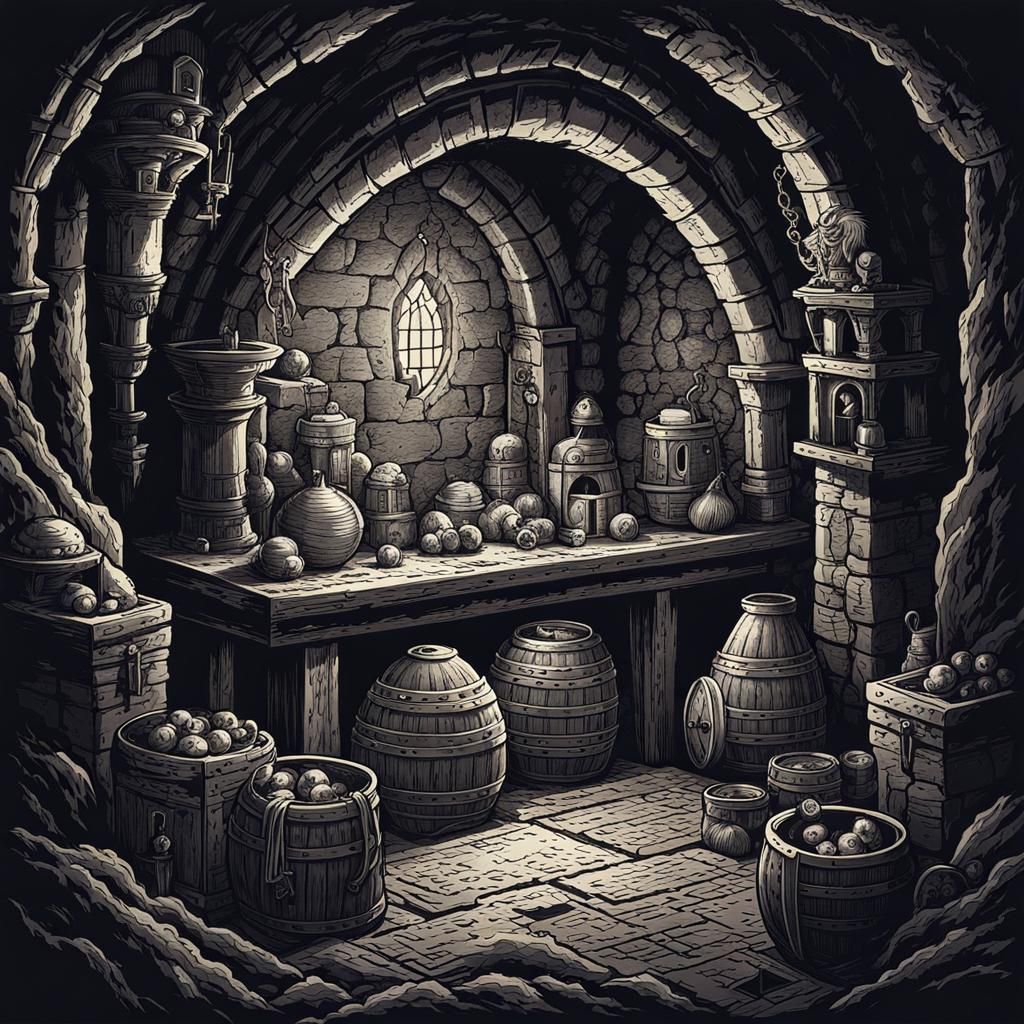 Mysterious Treasure Horde in Retro D&D Style