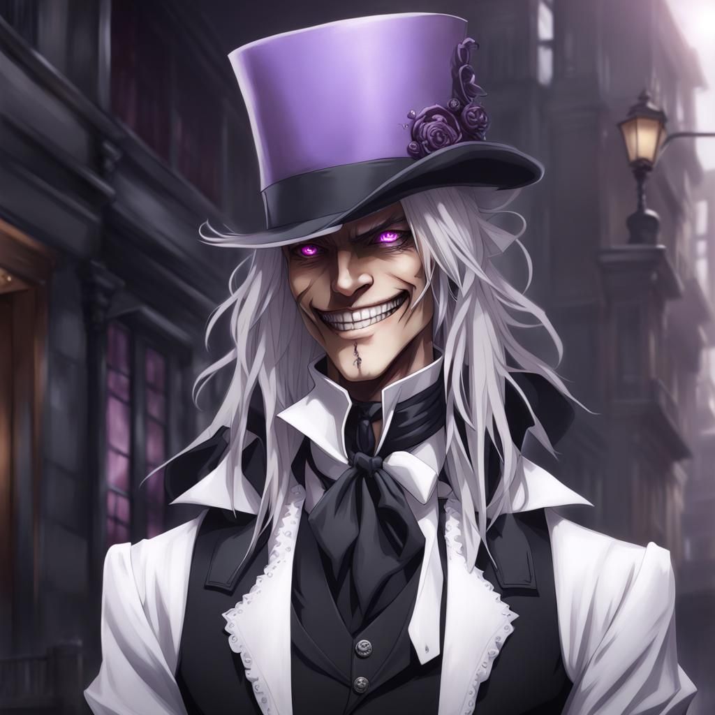 Cyberpunk Victorian Undertaker with White Hair