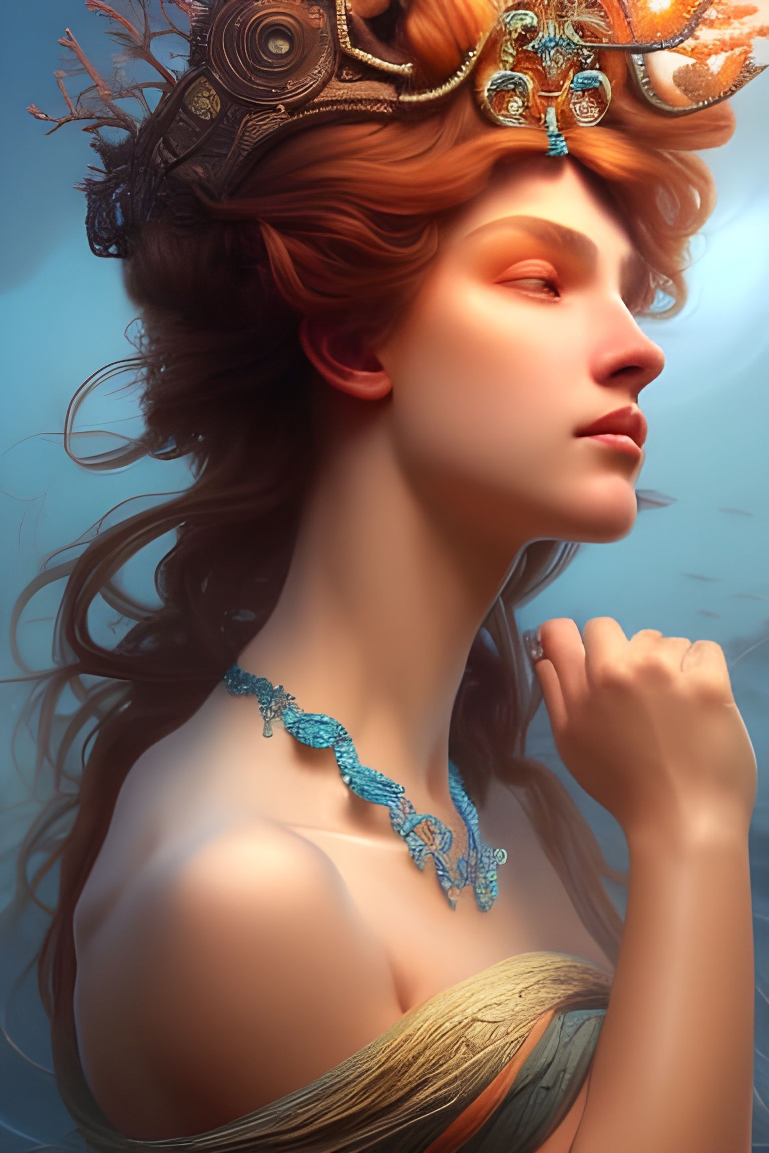Sea Goddess Portrait in Hyperdetailed Style