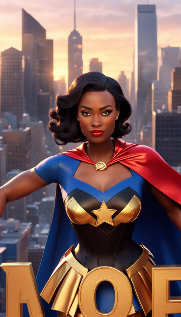 Superhero Woman in Cityscape, 3D Animation