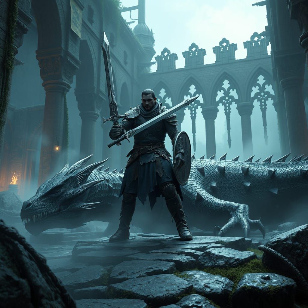 Epic Warrior Emerges Victorious in Ancient Ruins