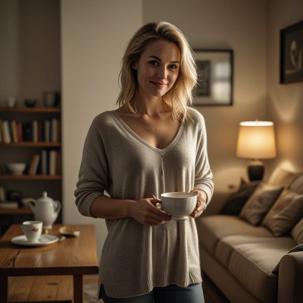 A Cozy Moment with a Beautiful Woman