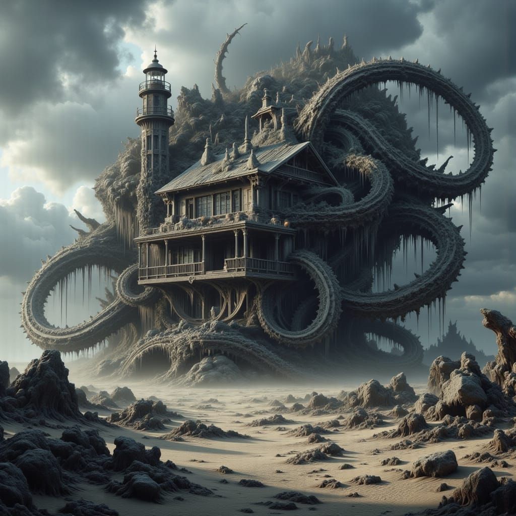 <lora:Yin-Yang scenery:1.0> <lora:Colored Smoke Flux:1.0> <lora:FiosWindsweptEcho:1.0> <lora:Dark Goo Flux:1.0> A lighth...