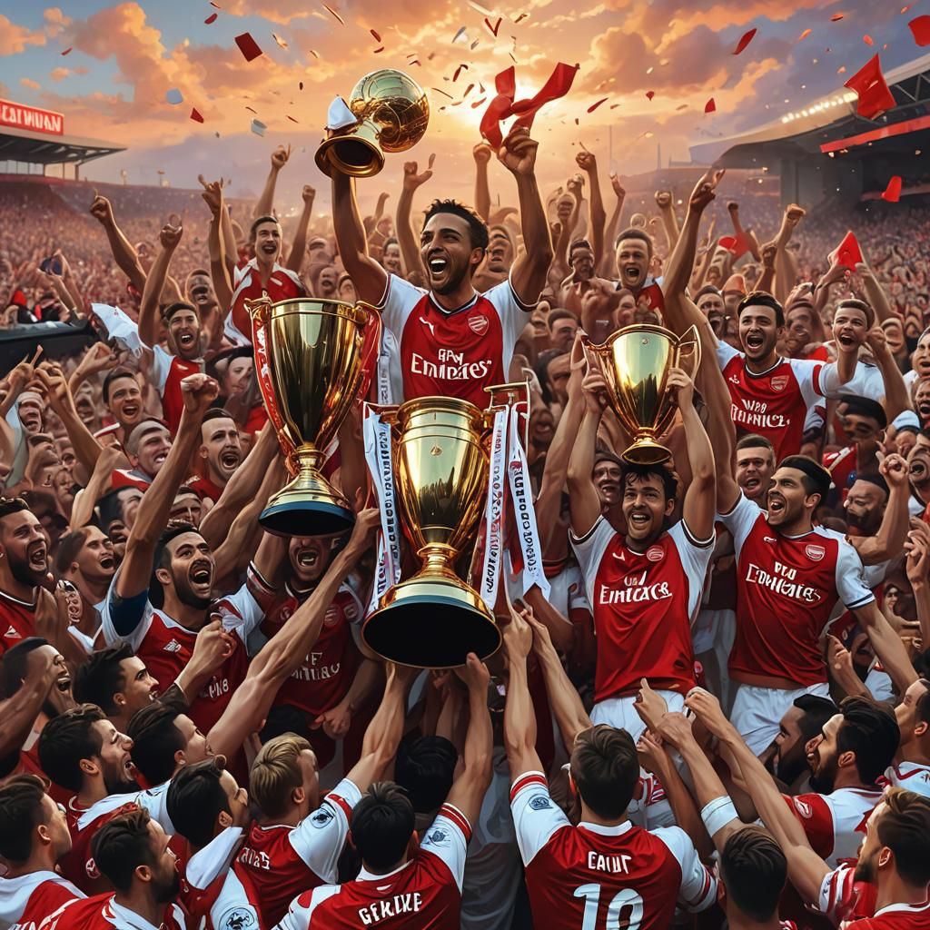 Arsenal Victory: Trophies at Emirates Stadium