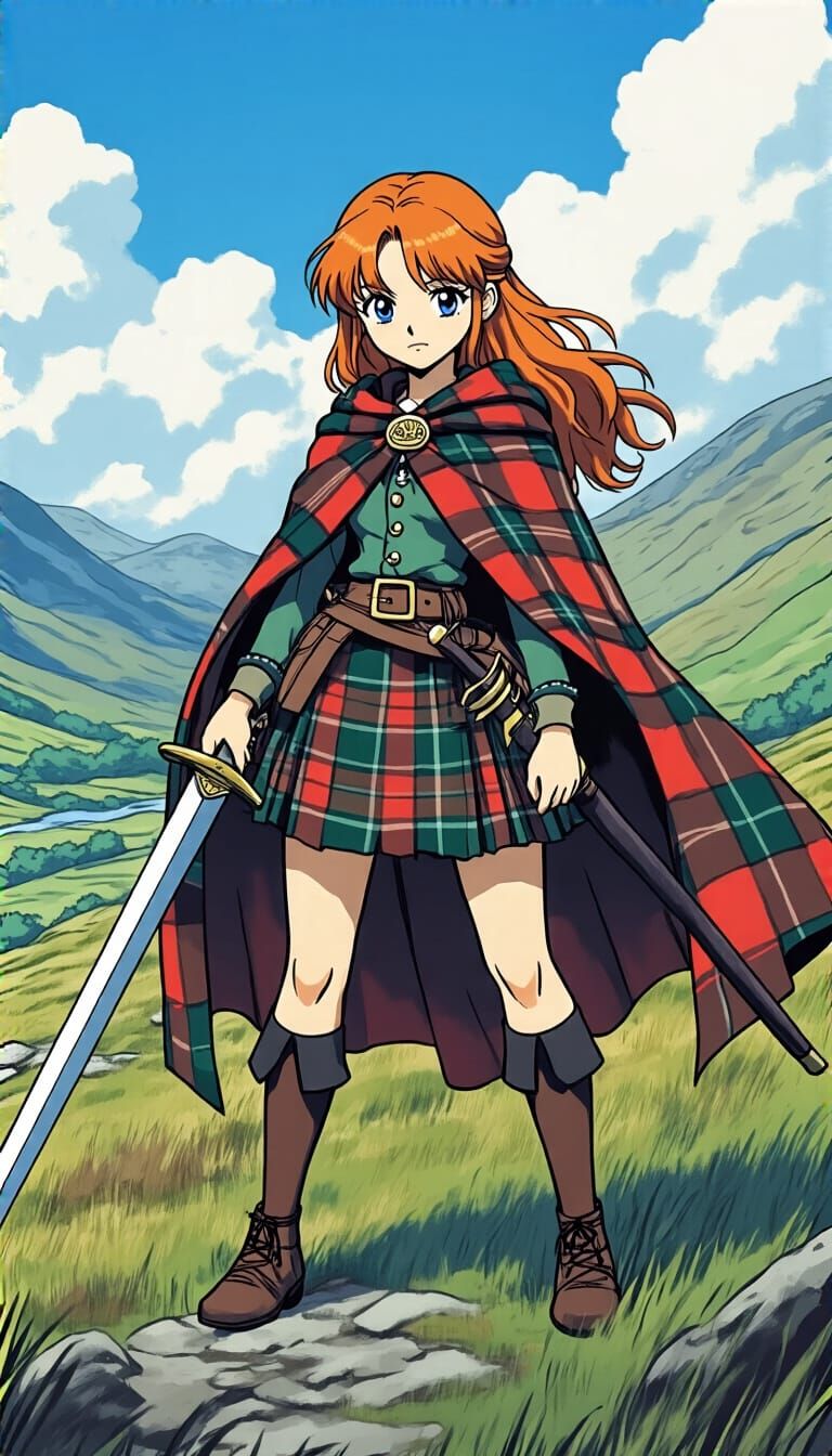 Anime Girl Rob Roy in Scottish Highlands
